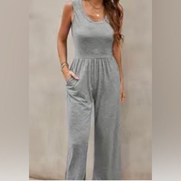 Pants - NEW! Solid Tank Jumpsuit, Space Gray - Size M(6).